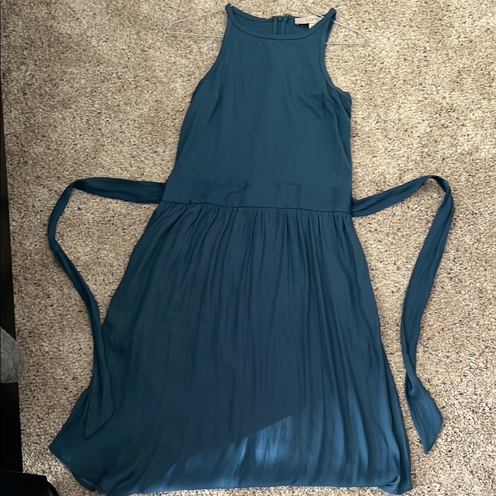 Loft Elegant Teal Sleeveless Dress